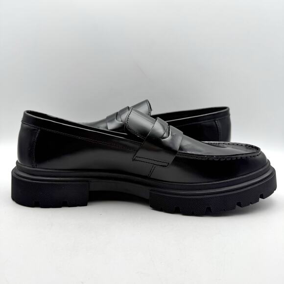 Steve Madden Mens Zeb Penny Loafer US 9.5 M Black Leather NWOB - Picture 4 of 13